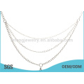 Double layer thin silver chains men, long neck chains